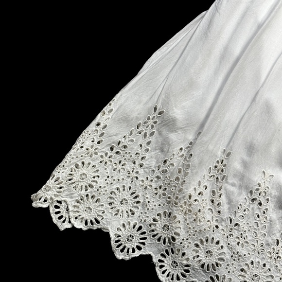 Ganni Ivory White Eyelet Trimmed V Neck Mini Dress US S - Picture 10 of 13